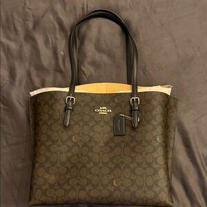 Coach Brown Signature Tote with Black Straps